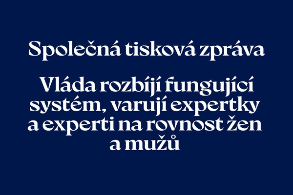 TISKOVÁ ZPRÁVA: Vláda rozbíjí fungující systém, varují expertky a experti na rovnost žen a mužů 